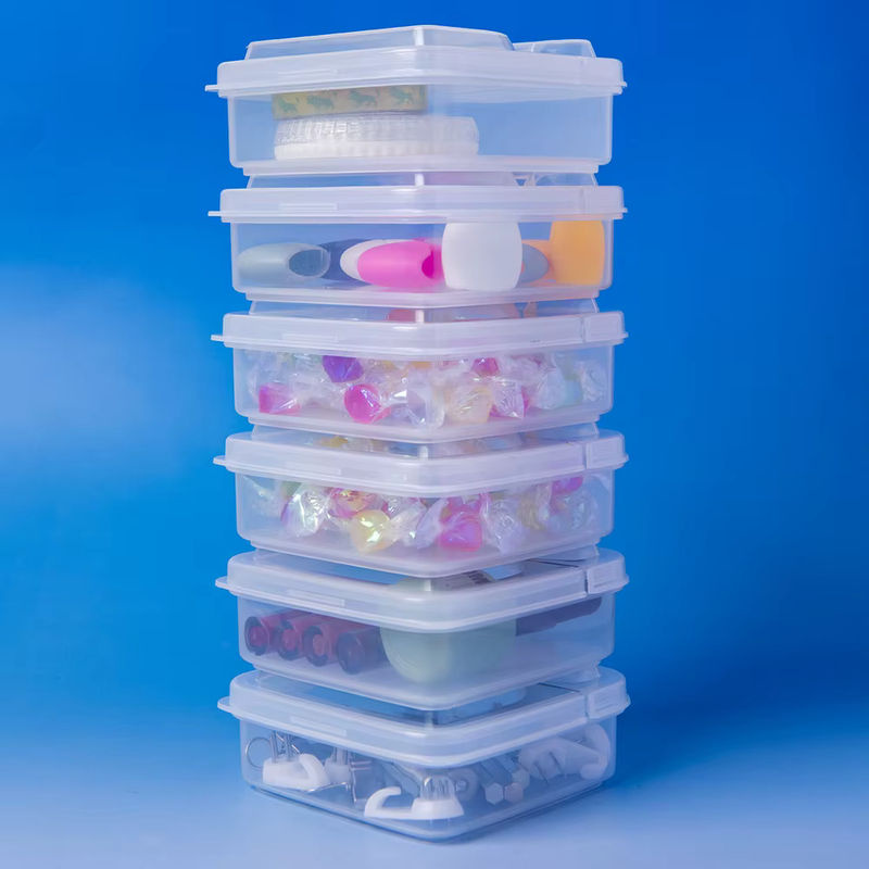 Transparente Kunststoff-Flip-Aufbewahrungsbox aus PP für Schmuck, Süßigkeiten und Duftperlen, B/T/H: 10,0 x 4,0 x 4,0 cm - Bild 2