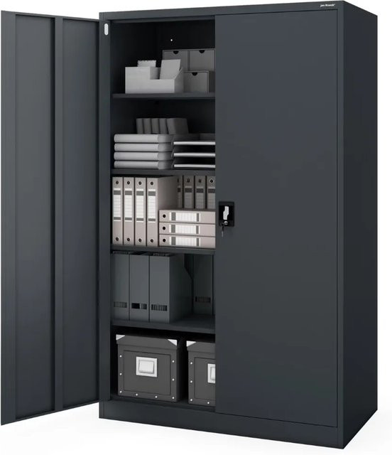 JAN NOWAK Metallschrank Anthrazit mit 5 Ebenen, abschließbarer Büroschrank und Werkzeugschrank, H: 185 cm, B: 115 cm, T: 60 cm - Bild 1