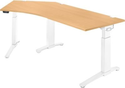 Schäfer Shop Genius ERGOSTYLE S Eckschreibtisch elektrisch höhenverstellbar, Buche/weiß, B: 216,5 cm, T: 80 cm, H: 71,5-118,2 cm - Bild 1