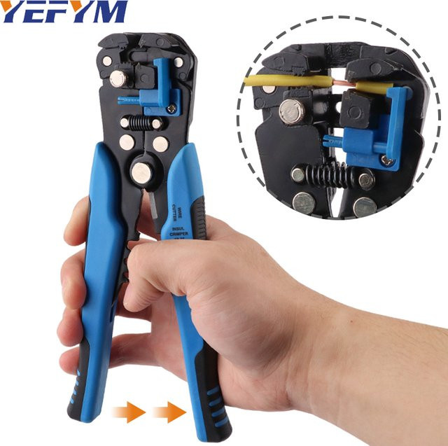 YEFYM 3-in-1 Automatisches Abisolierwerkzeug YE-1SE in Blau mit Schneid- und Crimpfunktion für 24–10 AWG (0,2–6 mm2) - Bild 1