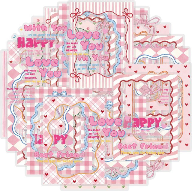 Etori Life Journal-Sticker in Pink mit Schleifen- und Herz-Motiven für DIY-Scrapbooking und Dekoration - Bild 1