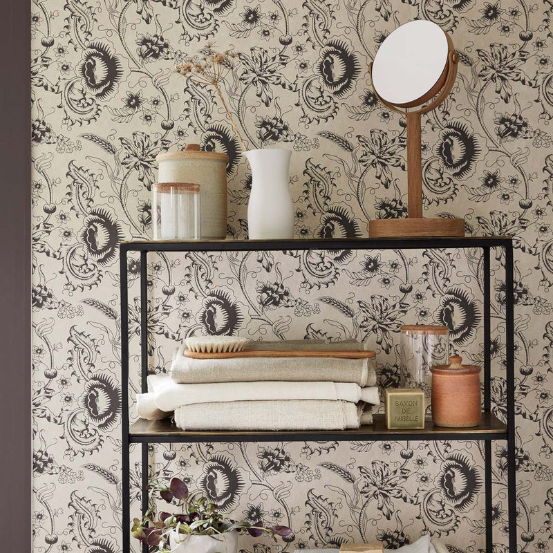 Little Greene Tapete Woodblock Mono Knightsbridge in Grau und Multicolour, Vlies-Tapete mit abstraktem Design - Bild 3