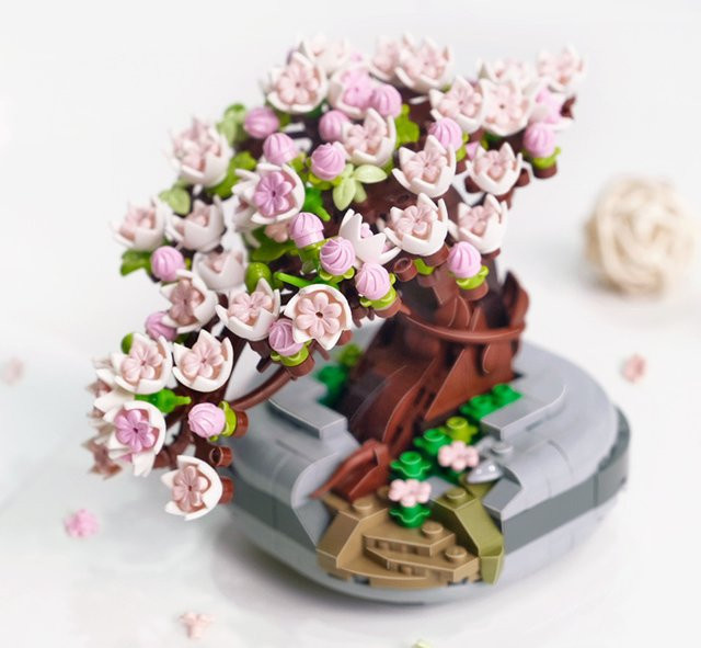 LOZ Kirschblüten-Topf-Sukkulenten-Bonsai, Mini-Bausteine - Bild 1