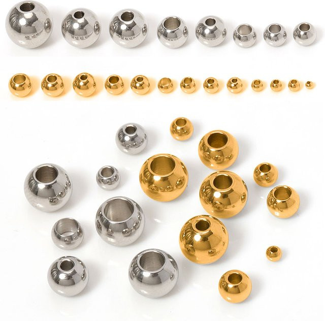 Ailimi Spacer Perlen Edelstahl, Gold Farbe, 2-10 mm, Unisex - Bild 1