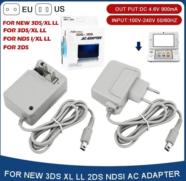 Nintendo AC-Adapter Ladegerät mit EU- und US-Stecker in Weiß für New 3DS XL, 2DS XL, 3DS LL, 3DS, 2DS und NDSI - Bild 1