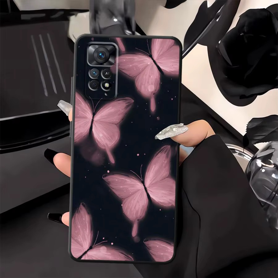 Schmetterling Handyhülle für Xiaomi Redmi Note Serie in Schwarz mit weichem Material - Bild 3
