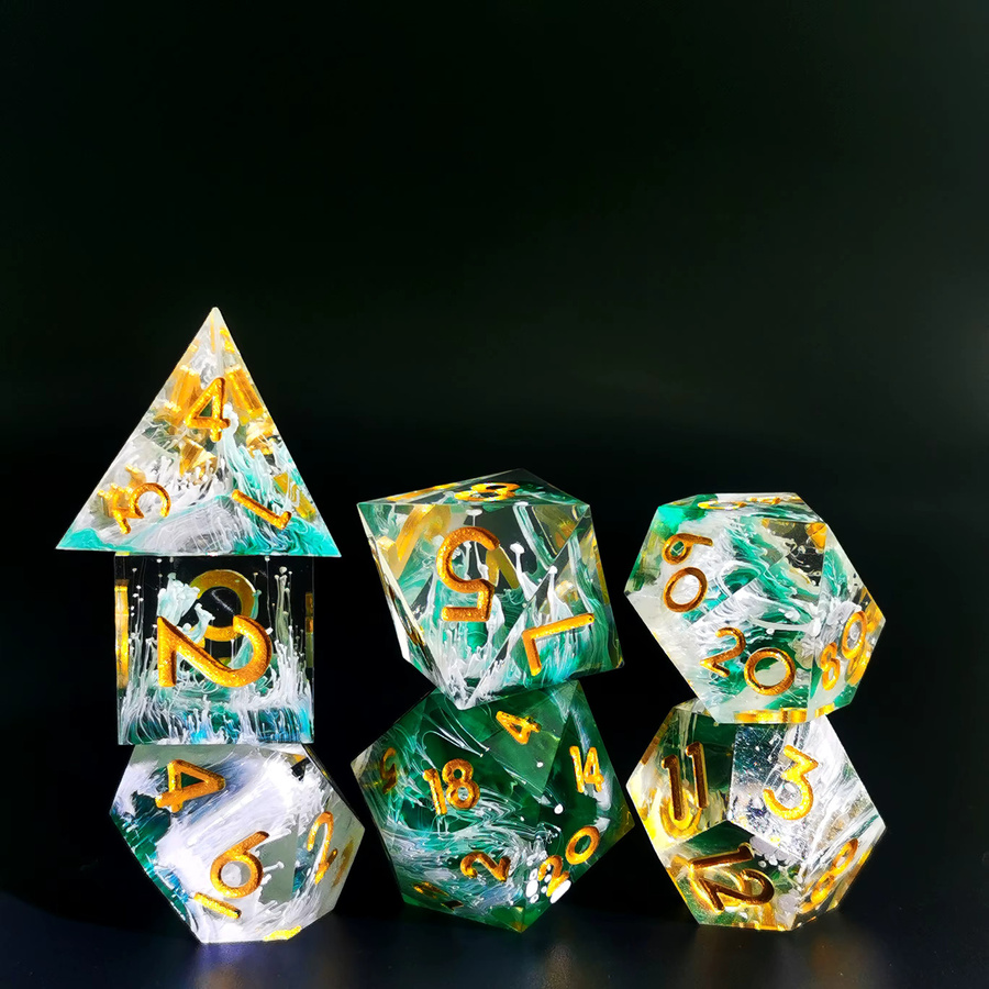 Dungeons & Dragons Würfelset, 7-teiliges Set, transparent, grün, Kunstharz - Bild 2