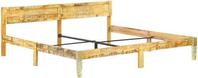 vidaXL Massivholzbett aus Teak und Mango in Braun im rustikalen Design, B/T/H: 200 x 200 x 205 cm - Bild 1