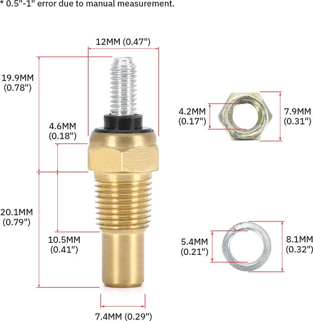 PQY Temperatur-Sensor für Wasser und Öl mit 1/8 NPT Anschluss in Beige und Gold - Bild 1