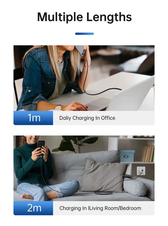 NNBILI 3er-Set USB-C auf USB-C Schnellladekabel 100W in Schwarz für iPhone, Samsung und PS5 - Bild 6