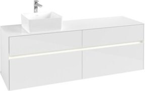 V&B Waschtischunterschrank Collaro in Weiß glänzend mit LED-Beleuchtung B/T/H: 160 x 54,8 x 50 cm - Bild 1
