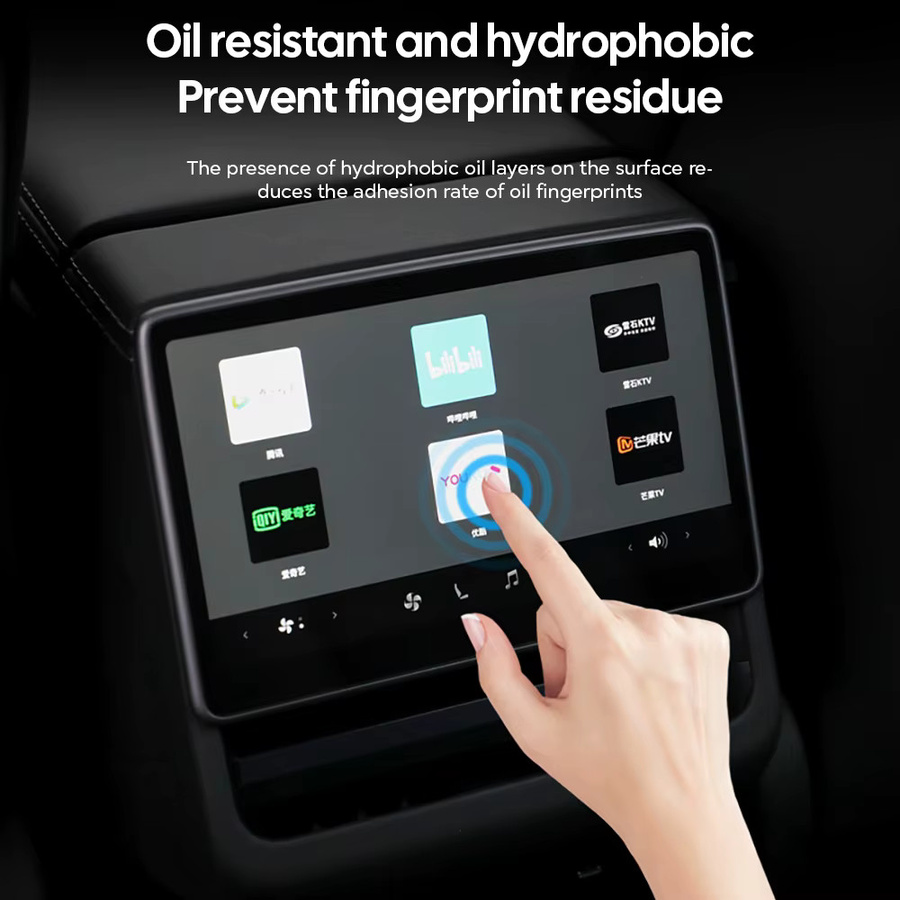 TEKSY Schutzfolie aus gehärtetem Glas für die hintere Mittelkonsole von Tesla Model Y Juniper 2025 und Model 3 Highland 2024, transparent - Bild 4