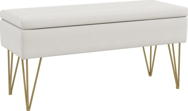 Aosom HOMCOM Polsterbank mit Stauraum in Leinenoptik, Creme, B/T/H: 100 x 40 x 49 cm - Bild 1