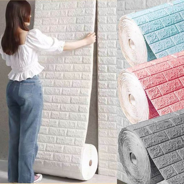 ctzsoop 3D Ziegel Wandpaneele Tapete in Weiß, wasserdicht, B: 70 cm, L: 100 cm - Bild 1