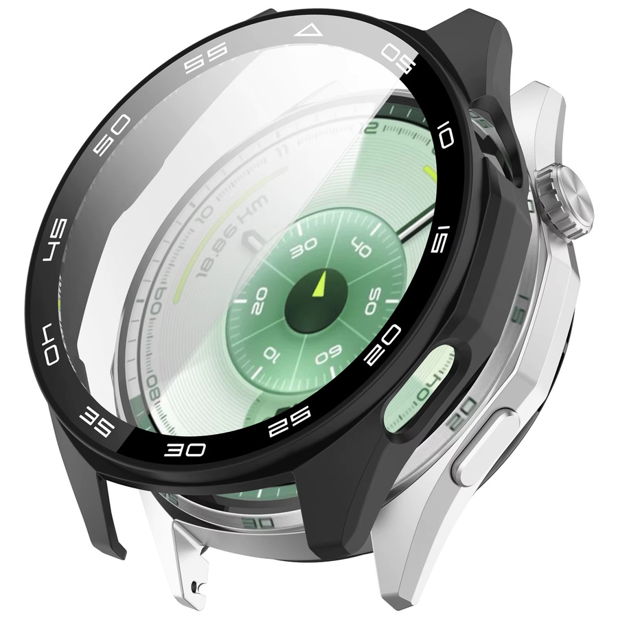 Huawei Watch GT6 46mm Schutzhülle mit HD-Schutzglas und PC-Gehäuse in Transparent, Sturzsichere Abdeckung mit Skala für Unisex - Bild 2