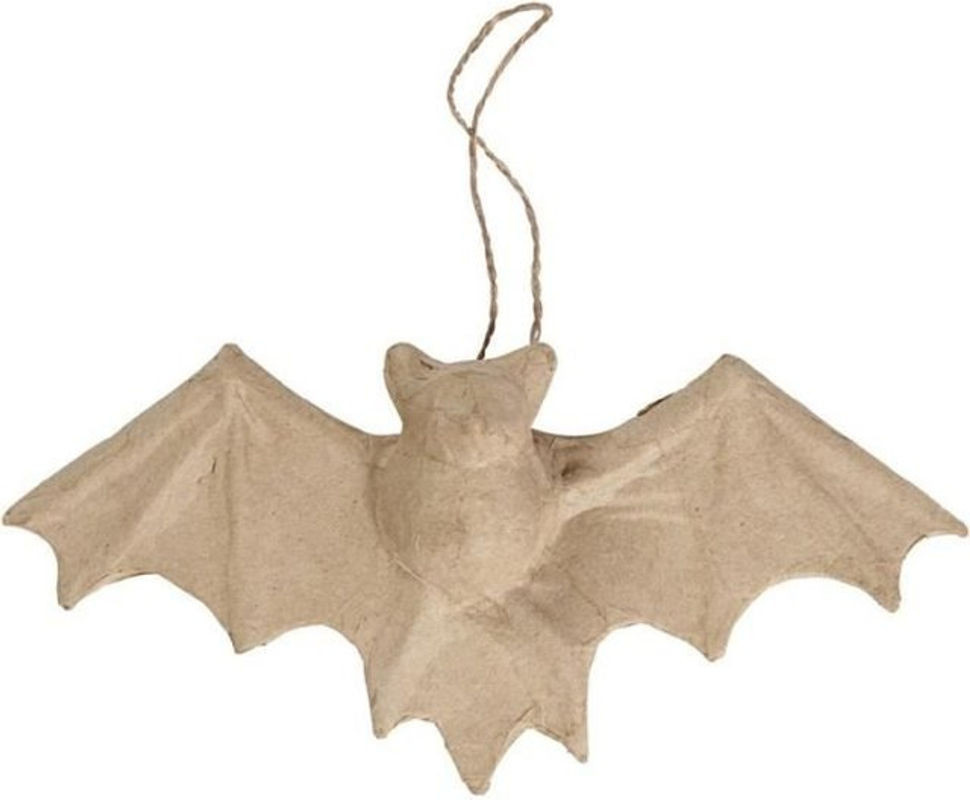 You do it Papier-maché Fledermaus als Hängeornament in Weiß und Beige für Halloween-Dekoration, Größe: 10 cm - Bild 1
