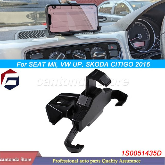 Handyhalter für Armaturenbrett passend für SEAT Mii, VW UP und SKODA CITIGO, Farbe: Schwarz, Artikelnummer: 1S0051435D - Bild 1