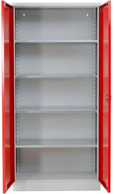 PROREGAL Stahlschrank Bee mit 7 Fachböden in Grau und Rot, H x B x T: 195 x 92 x 60 cm - Bild 1