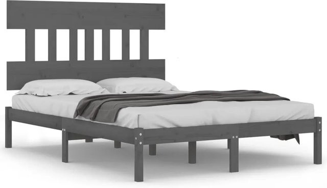 vidaXL Massivholzbett aus Kiefer in Grau, B/T: 200 x 200 cm - Bild 1