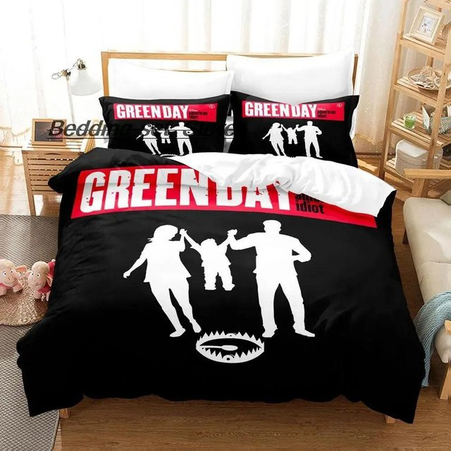 Green Day American Idiot Bettwäsche Set aus Mikrofaser in Schwarz, 3-teilig, B/H: 200 x 200 cm - Bild 1