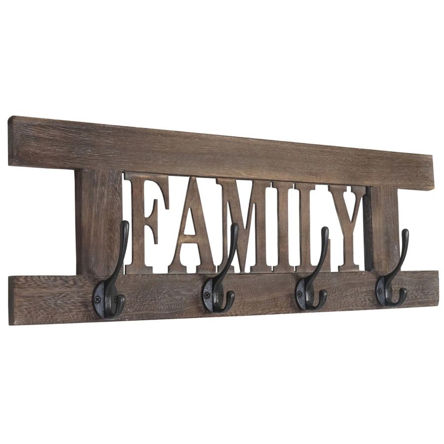 MCW Wandgarderobe Family im Shabby-Look Vintage aus Paulowniaholz, Braun, B: 60 cm, H: 20 cm - Bild 2