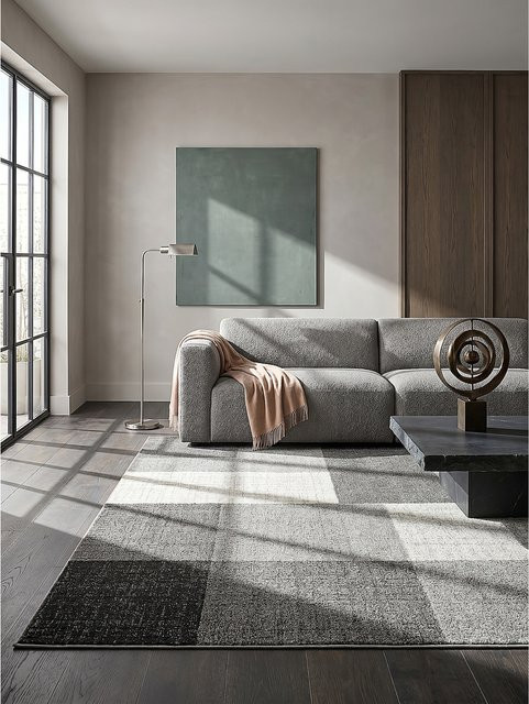THUR Kadima Design Niederflor-Läufer Kurzflor Grau B: 80 cm, L: 140 cm - Bild 1