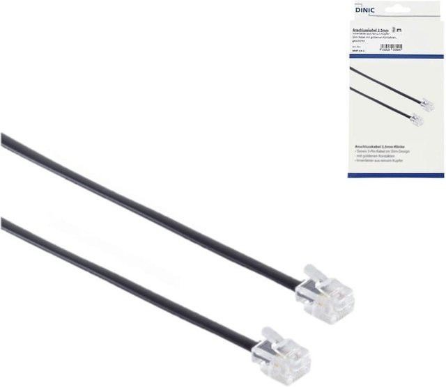 DINIC Modularanschlusskabel RJ11 auf RJ11, AWG 28, Farbe: Schwarz, Länge: 6 m - Bild 1