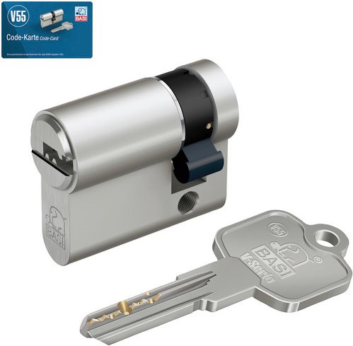 BASI Profil-Halbzylinder V55 Gleichschließend Nr. 21 Silber 10/30 mm - Bild 1