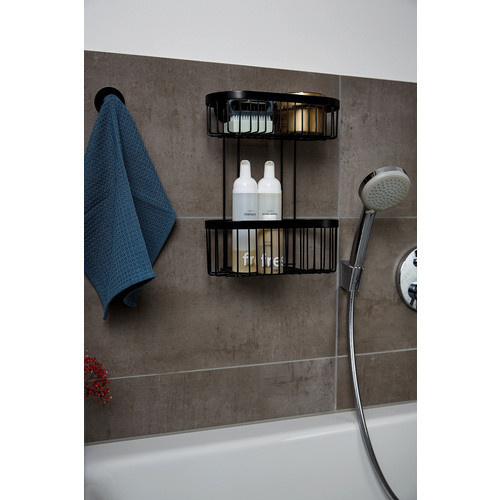 Wenko Wandregal Classic Plus aus Stahl in Schwarz, B/T/H: 26,5 x 33 x 14,5 cm - Bild 3
