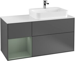 V&B Waschtischunterschrank Finion mit Wandbeleuchtung, Anthrazit lackiert, B/T/H: 120 x 50,1 x 50,1 cm - Bild 1