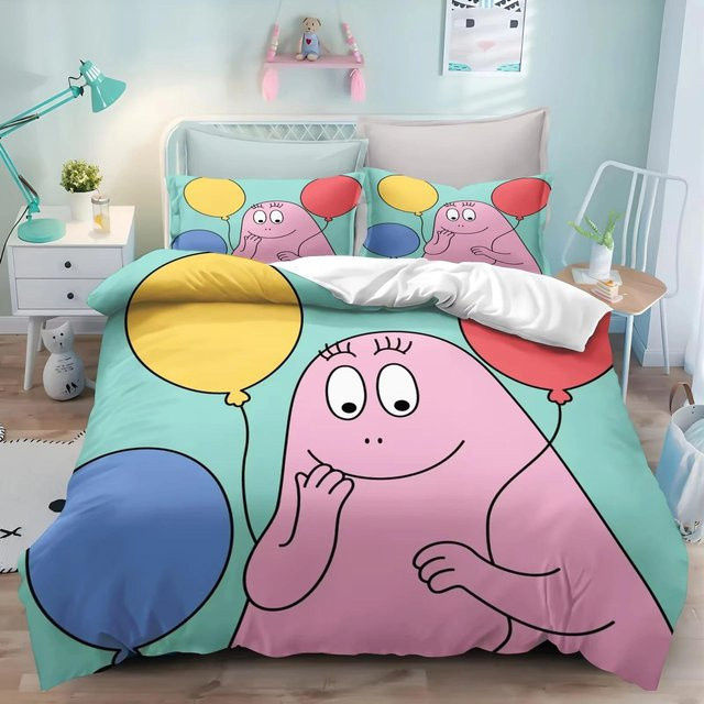 Barbapapa Bettwäsche-Set mit 3D-Druck, Motiv Kissenbezug und Bettbezug, Mehrfarbig, Breite: 70 cm, Länge: 133 cm - Bild 1
