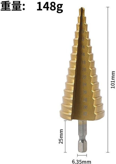 ProTool Haven HSS Stufenbohrer-Set Type3 aus Edelstahl in Gold mit Bohrweiten von 4-12mm, 4-20mm und 4-32mm - Bild 1
