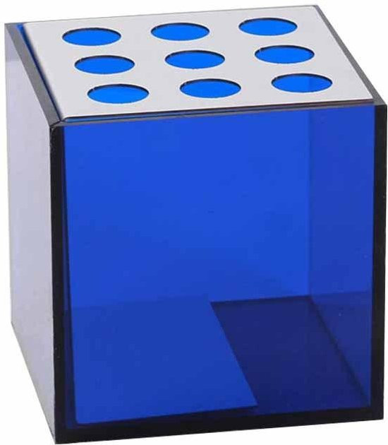 Minimalistische blaue Aufbewahrungsbox aus Acryl und Metall in Quadratform für Schreibwaren und Taschentücher, B/T/H: 12 x 12 x 12 cm - Bild 1