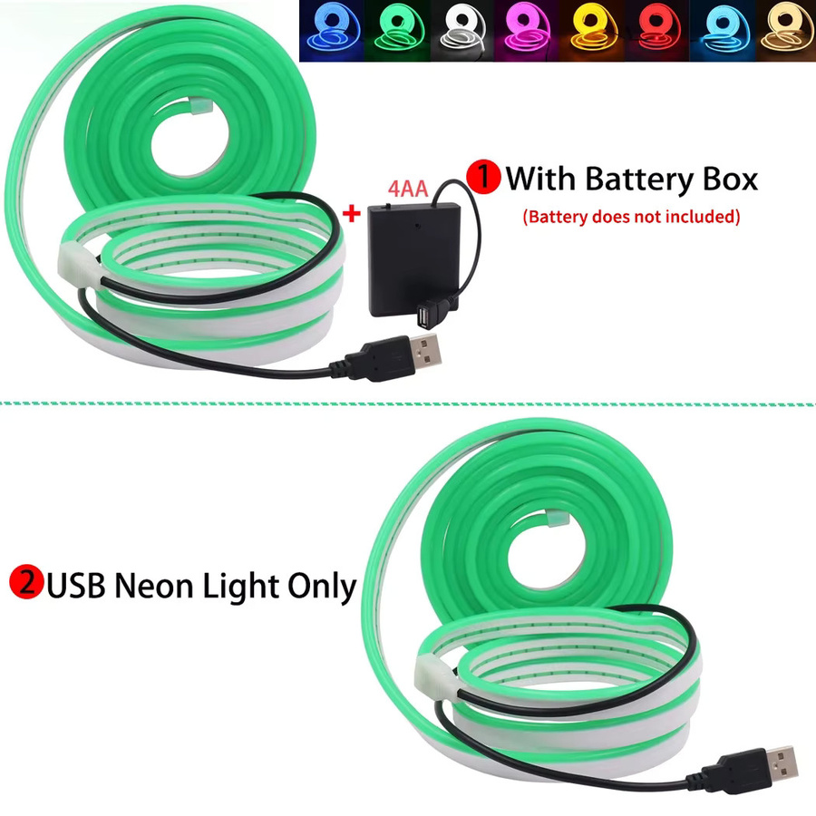 HEGEHE USB Neon LED Streifenlicht mit 120 LEDs/m und Batteriekasten, flexibles wasserdichtes Neon Seilband für Deine Heimdekoration - Bild 3