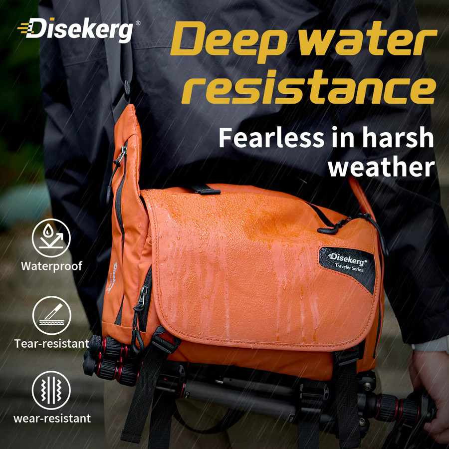 Meco Disekerg DSLR-Kameratasche für Damen in Orange, wasserdichte Schultertasche für spiegellose Kameras wie Sony ZVE10, A7C2, A7M4 und R5 - Bild 3