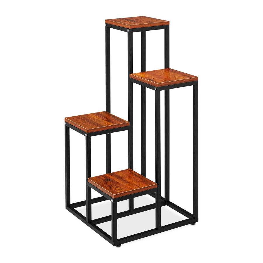 Relaxdays Blumentreppe aus Stahl und MDF in Dunkelbraun mit 4 Ablagen, Höhe: 100 cm, Breite: 40 cm, Tiefe: 40 cm - Bild 2