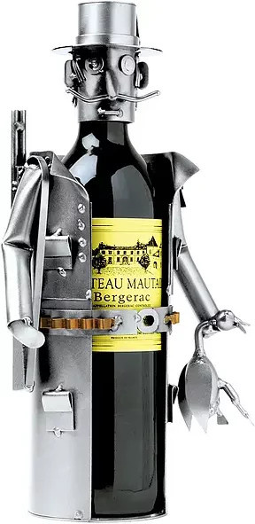 Weinflaschenhalter Jäger von Hinz und Kunst aus Metall in Silber - Bild 1