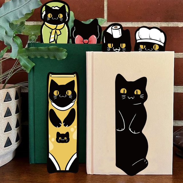 30 Stück dekorative Lesezeichen mit schwarzer Katze aus Papier für Studenten und Bücher - Bild 1