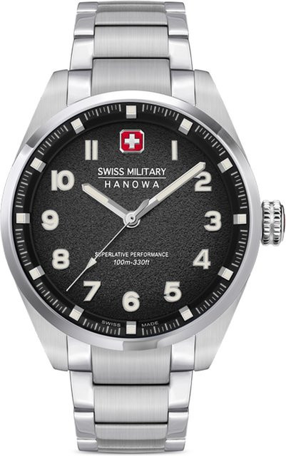 Swiss Military Hanowa Armbanduhr, Quarz, Edelstahl, Schwarz, 42 mm, Herren - Bild 1