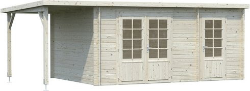 Palmako Ella Blockbohlenhaus aus Fichtenholz mit Pultdach und Anbaudach in Braun, B/H/T: 610 x 214 x 300 cm - Bild 3