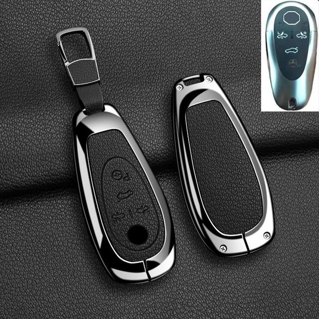 Schutzhülle für Morris Garages MG Cyberster Smart Key Fob aus Zinklegierung und echtem Leder in Schwarz von YTO automobile parts - Bild 1