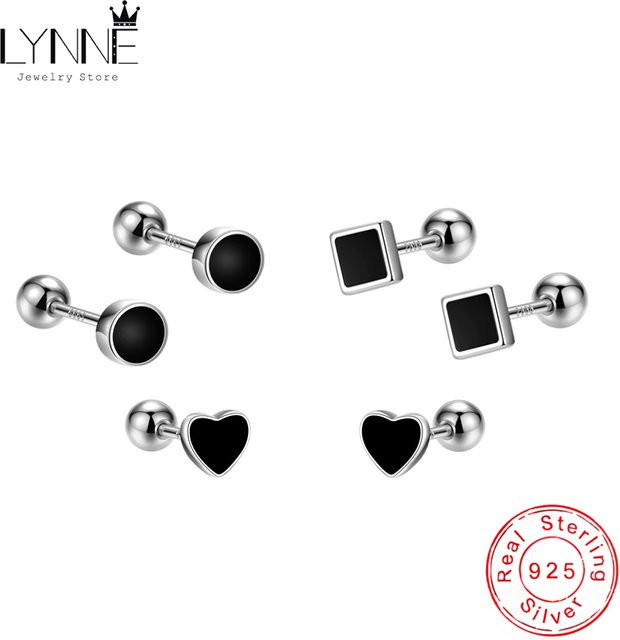 Lynne Ohrstecker 925 Silber, Schwarz, Herz, Unisex - Bild 1