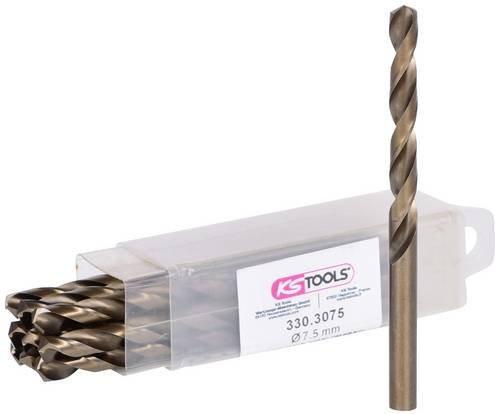 KS Tools HSS-G-Co 5 Metall-Spiralbohrer-Set, 10er Pack, Durchmesser: 7,5 mm, Farbe: Silber/Gold/Braun - Bild 1