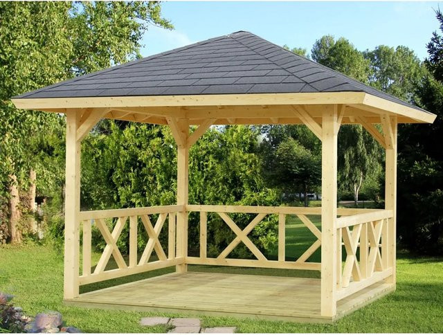 Palmako Holz-Pavillon Betty aus imprägniertem Fichtenholz in Natur, B/B: 300 x 300 cm - Bild 1