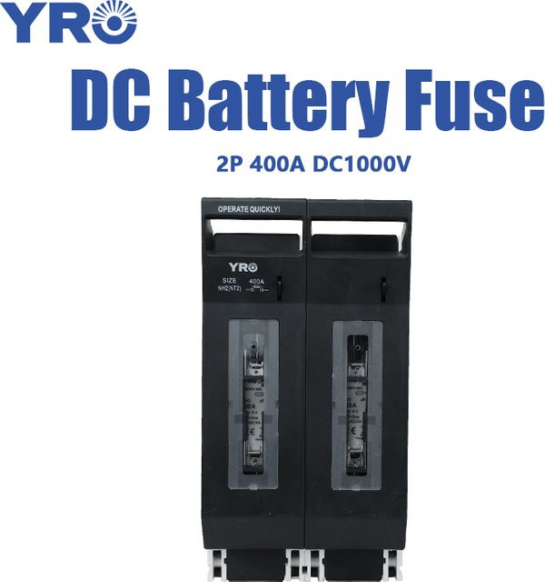 YRO Batterie-Sicherungstrennschalter 2P 400A DC1000V Solar PV Messertyp Sicherungshalter NH00 Schwarz - Bild 1