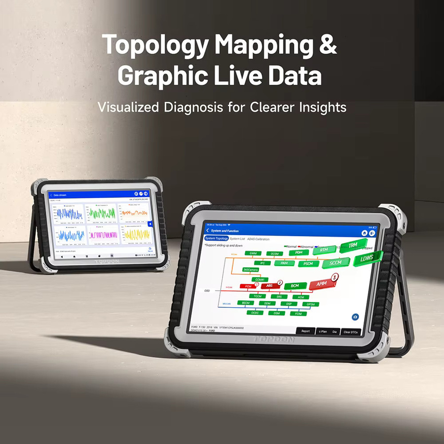 TOPDON Phoenix Plus 2 Kfz-Diagnosegerät in Schwarz mit Topologie-Karte, ECU-Codierung und bidirektionalem OBD2 Scanner für CANFD, DoIP und FCA - Bild 3