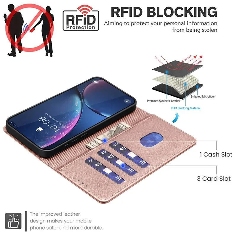 Diebstahlsichere RFID-Wallet-Lederschutzhülle für OPPO Realme C71 4G in Blau - Bild 2