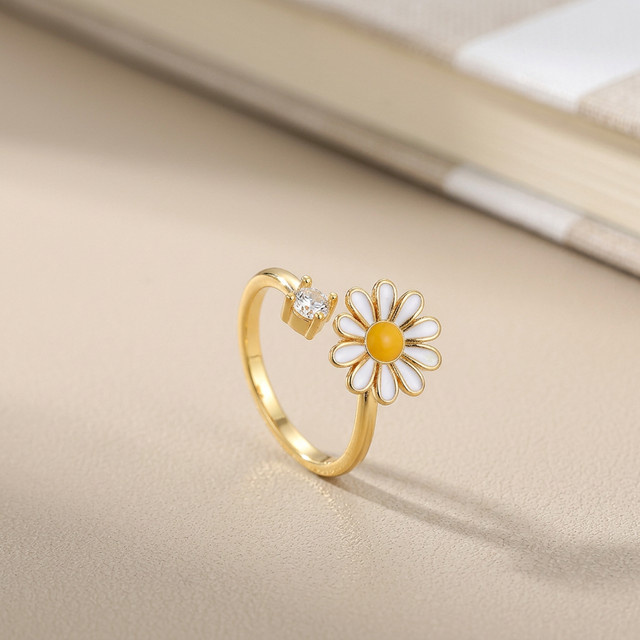 amofa Spinner-Ringe Edelstahl, Zirkonia, Gold, Damen - Bild 1