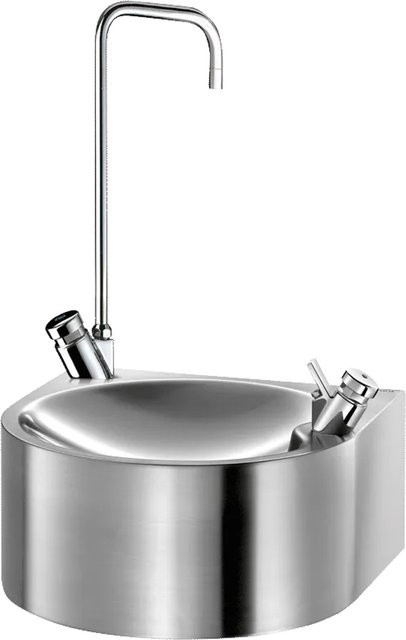 Delabie Trinkbrunnen SD Wandmontage aus Edelstahl 1.4301 satiniert in Silber, B/T/H: 40,5 x 40,5 x 21,0 cm - Bild 1