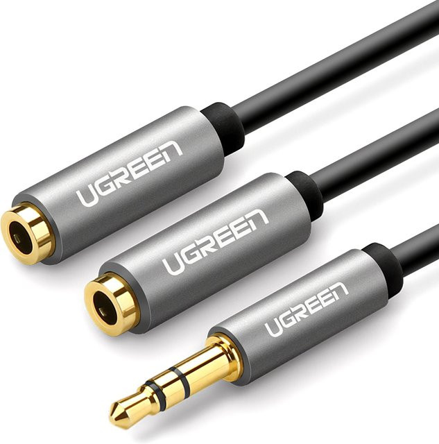 UGREEN Audio Splitter Adapter AV123 2in1 mit 2 x 3,5 mm Klinke in Grau - Bild 1